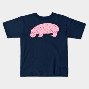 Relaxed hippo with lovely hearts pattern art Kids T-Shirt